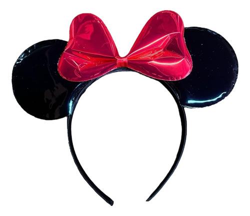 Cintillo Orejas Minnie O Mickey Disfraz Cosplay Diadema Color Negro Patente