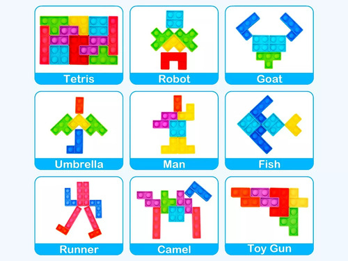 15 Pop It Rompecabezas Juego Burbujas Bloques Tetris Puzzle