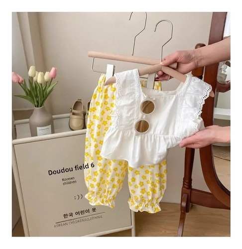 Conjunto De Top Y Pantalones Sin Mangas De Verano Para Niñas