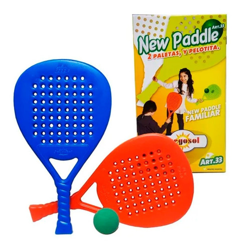 New Paddle Tenis Paleta De Plastico X2 C/pelota Juegosol