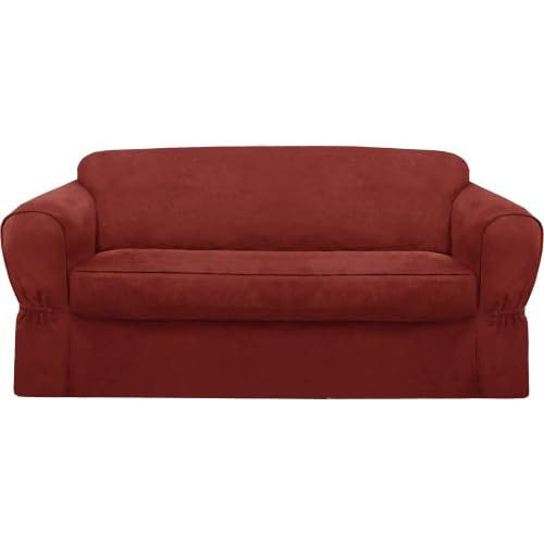 Funda De Muebles Loveseat De 2 Piezas De Gamuza Ribete,...