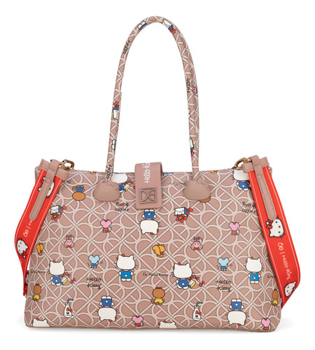 Bolsa Satchel Oe X Hello Kitty Grande Multicolor Grande