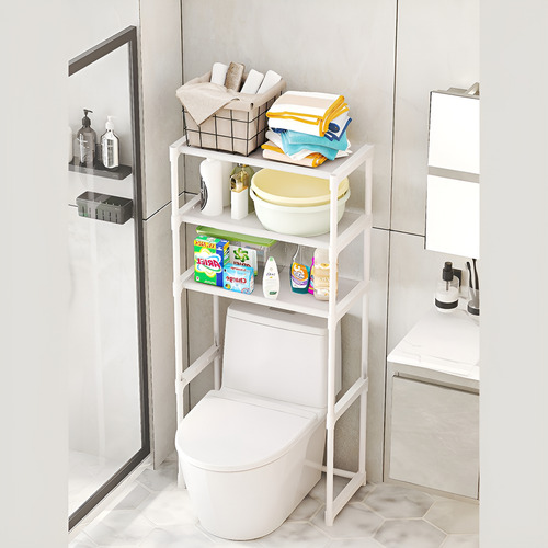 Organizador Rack Lavarropa Inodoro 3 Niveles Estantes Blanco Blanco