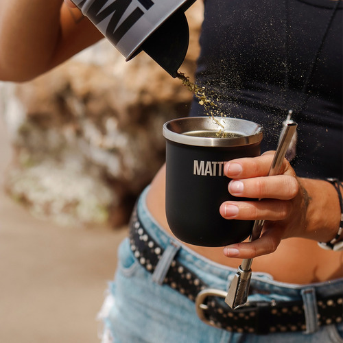Set Mate Steel + Bombilla + Yerbero + Mochila Matera Grey