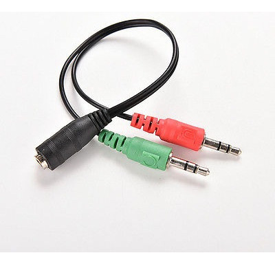 3,5 Mm Hembra A 2 Macho Conector Auriculares Audio Mic Split