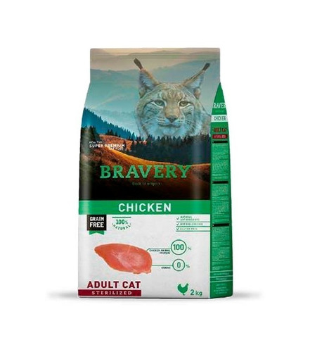 Imagen 1 de 1 de Alimento Bravery Super Premium Sterilized para gato adulto sabor pollo en bolsa de 7kg