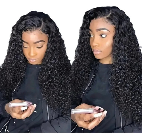 Peluca Lace Frontal Negra Rizada Natural 26 Rojo Brillante