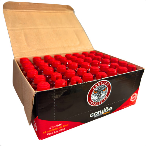 Display 48 Energético Corujão Flaconete 20 Ml Cafeína Caixa Energetico Corujão Cafeina Taurina 48 Flaconets 20ml
