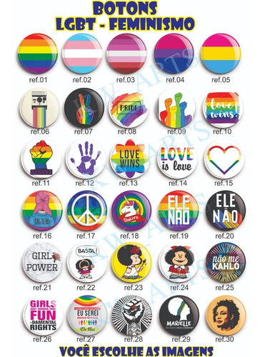 10 Botons 3,5cm Lgbt - Resistência - Feminismo - Broche 