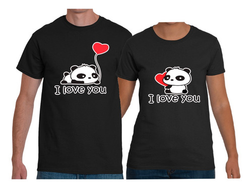 Pack Polera Parejas Día De Los Enamorados Amor Pandas 2