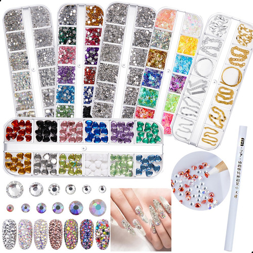 Piedra De Cristal Tornasol Super Calidad Nail Art En Caja