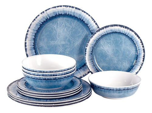 Juego De Vajilla De Melamina Aels, 12 Platos, Sin Bpa Aa Aa