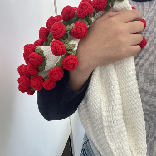 Bolsa De Material De Manta De Rosa Enganchada