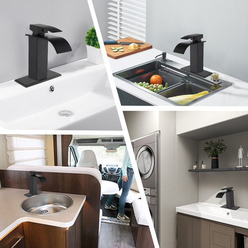 Grifo Mezclador Para Lavabo De Baño Llave Monomando Negro Acabado Mate