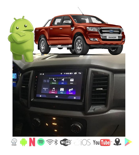 Imagem 4 de 10 de Multimidia Ford Ranger 2017 2018 19 Android 4k Tv Cam Re