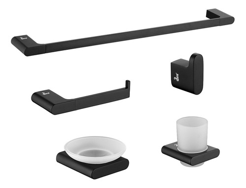 Accesorios De Baño 5 Pcs Matte Black Marca Bari