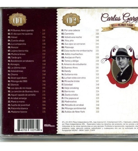 Imagen 2 de 2 de Carlos Gardel Sus 50 Mejores Tangos Cd Nuevo Original