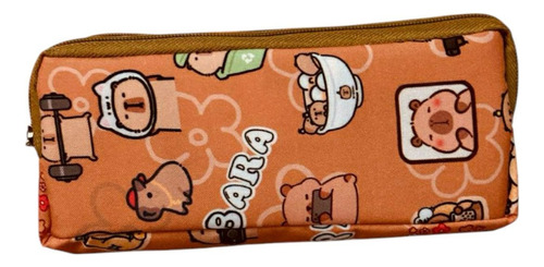 35 Lapicera Escolar Doble Cierre Diseño De Capibara