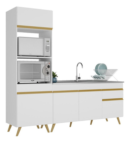 Cozinha Compacta Veneza Gw Multimóveis Mp2078 Branca Cor Branco
