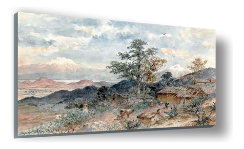 Cuadro Canvas Bastidor Lohr Valle México Volcán 1898 63x100