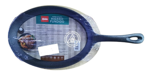  Sartén Ovalada Hierro Fundido Con Base Madera Marca Record 