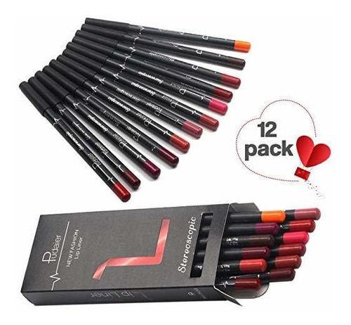 Dc-beautiful Porción 12pcs Set De 12 Colores De Labios Lápiz