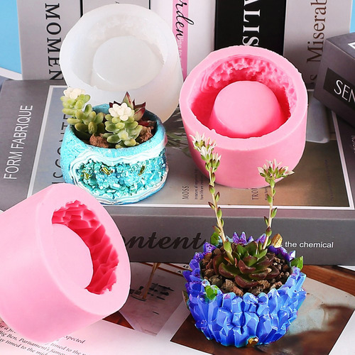 (w-b) Molde De Silicone Para Vaso De Flores Crystal Stone Ca
