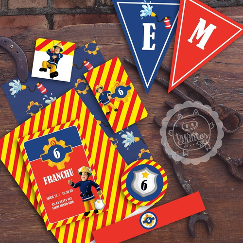 Kit Imprimible Sam Bombero Textos Editables  3c