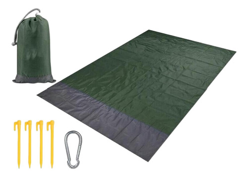 Manta De Picnic De Bolsillo Compacto Plegable Verde Oscuro