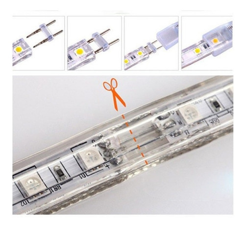 Imagem 4 de 7 de Mangueira Led 5050 Chata 60 Metros Branca Quente 110v E 220v