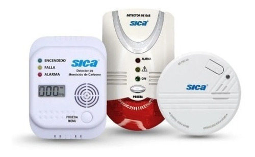 Kit Detector Humo + Monoxido Co + Gas Natural Envasado Sica