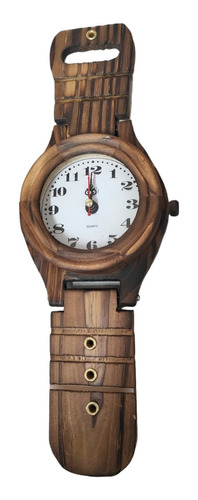 Reloj Madera Diseño Pulso De Pared 36cm Incluye Pila 