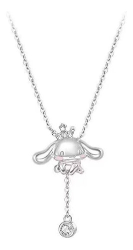 Collar De Cinnamoroll Sanrio Con Brillante Plata Kawai 