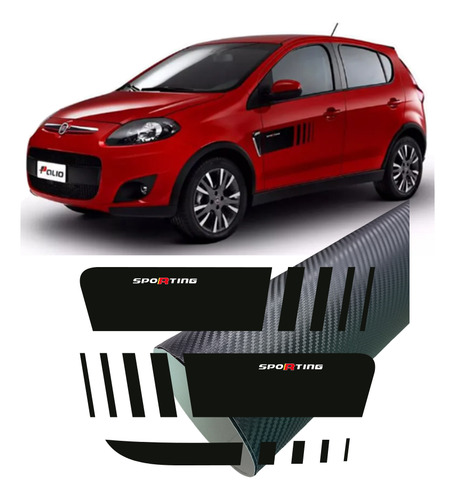 Calco Lateral Ploteo Carbono Compatible Fiat Palio Set X3