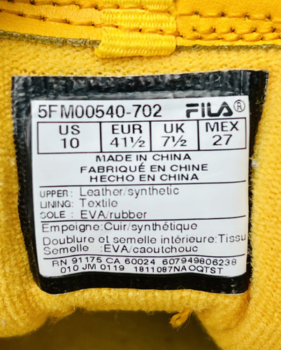 Zapatillas Fila Disruptor Ii Premium Amarillas 41 (Usado)