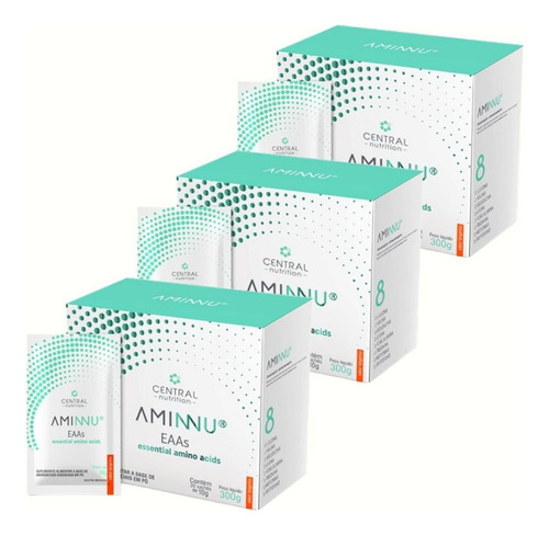 Kit 3x Aminnu Eaas Aminoácidos 10g Com 30 Sachês - Tangerina