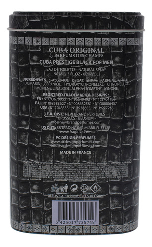 Perfume Cuba Prestige Black Edt En Aerosol Para Hombre, 90 M