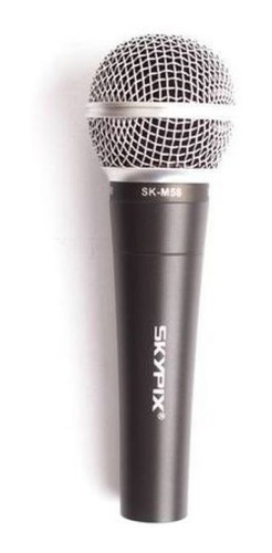 Microfone Dinamico Sk M58 Prof Metal Cabo Suporte Bag Skypix