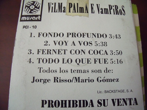 Cd Vilma Palma E Vampiros, Fondo Profundo, Sencillo (Usado)