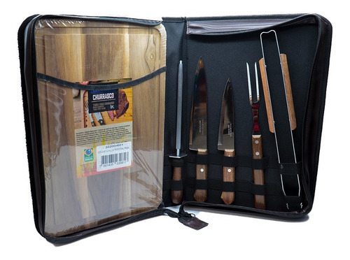 Cuchillos Para Asado Kit De 7 Piezas Churrasco Tramontina Color Marrón Claro