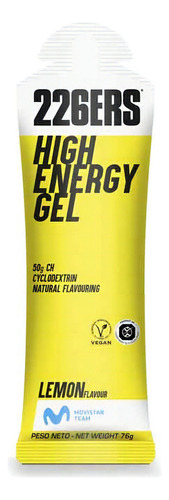 Gel 226ers High Energy 76g (10 Sachês) - Carboidratos 50g Sabor Limão