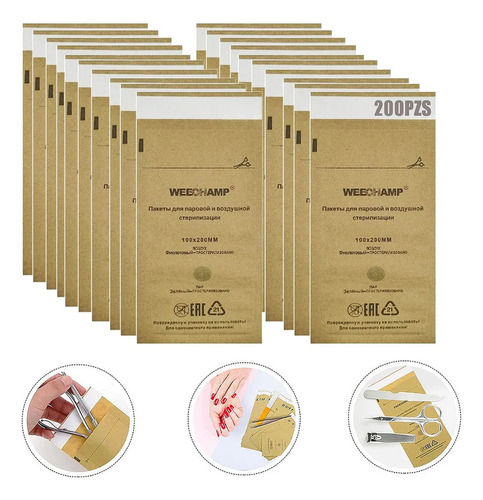 200pzs 20*10cm Bolsas De Esterilización Papel Kraft Medianas