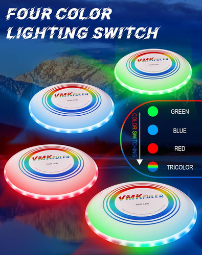 Disco Volador Led Rgb Recargable 175gr Antipérdida Vmkfuler