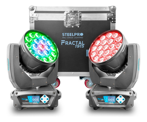 Case Cabezas Robóticas Led 19x15w Rgbw Efecto Wash Steelpro
