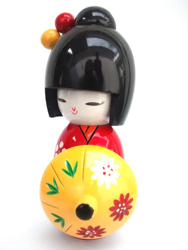 Boneca Kokeshi Oriental Japonesa Decoração Enfeite Gueixa