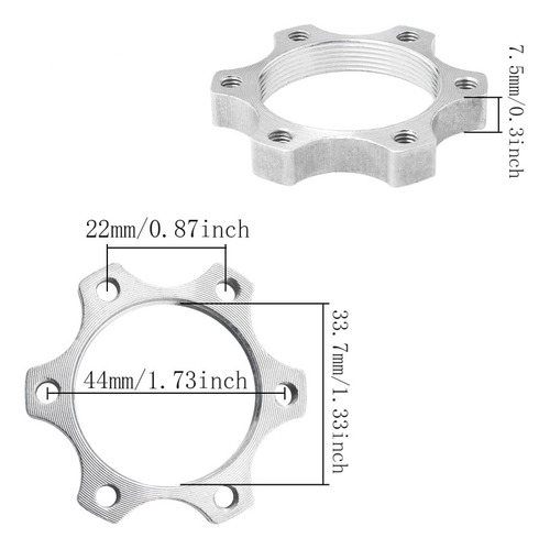 Rotor Freno Disco 10 Piezas Adaptador Rotor 6 Pernos 44 Mm