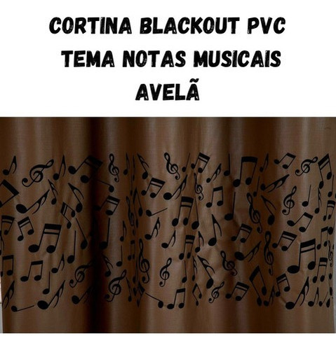 Cortina Blackout De Varão 2,20 X 1,30 Veda Luz Rapido Cor Marrom Notas Musicais