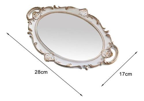 X Bandeja Decorativa Con Espejo, Organizador De 39cmx24cm