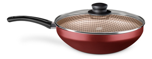 Wok Antiaderente Com Tampa 24cm 2,8l Cereja Mta