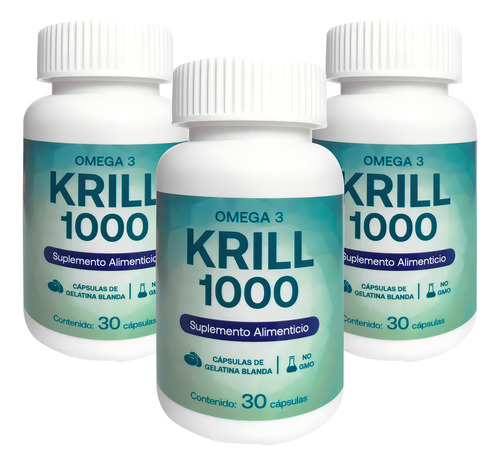 Omega 3 Krill 1000 Padn 30 Cápsulas 3 Pack Sabor Sin Sabor